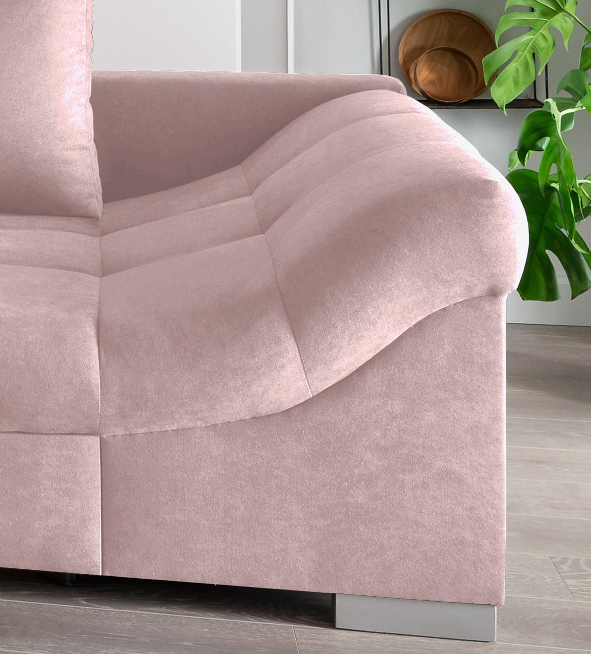Eckschlafsofa Alvito Rosa S: 202/298 cm - Silberfarben/Rosa, Design, Textil (202/298cm) - MID.YOU