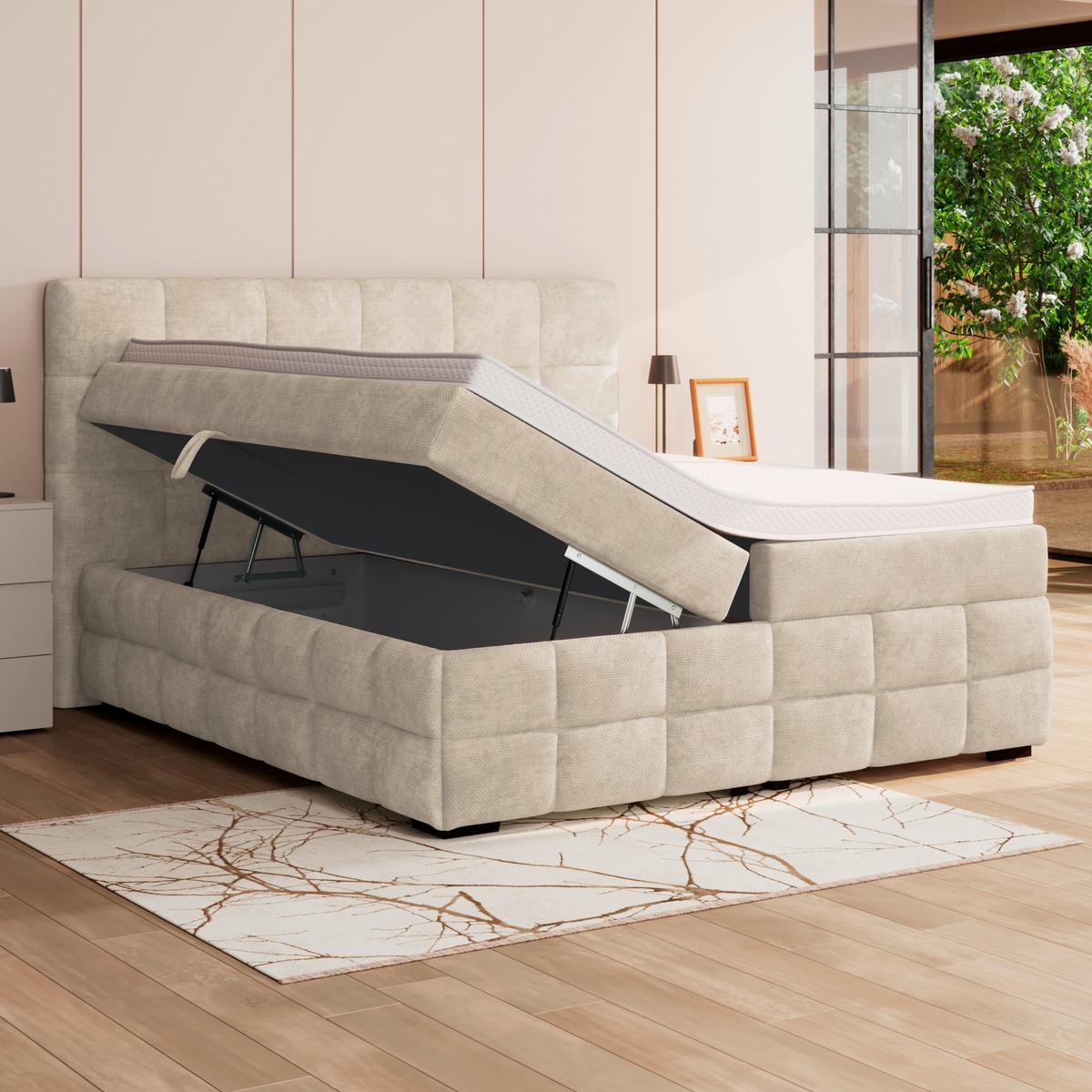 Čalouněná postel VEGA 180x200 cm, bílá - bílá/černá, Trend, dřevo/textil (180/200cm)