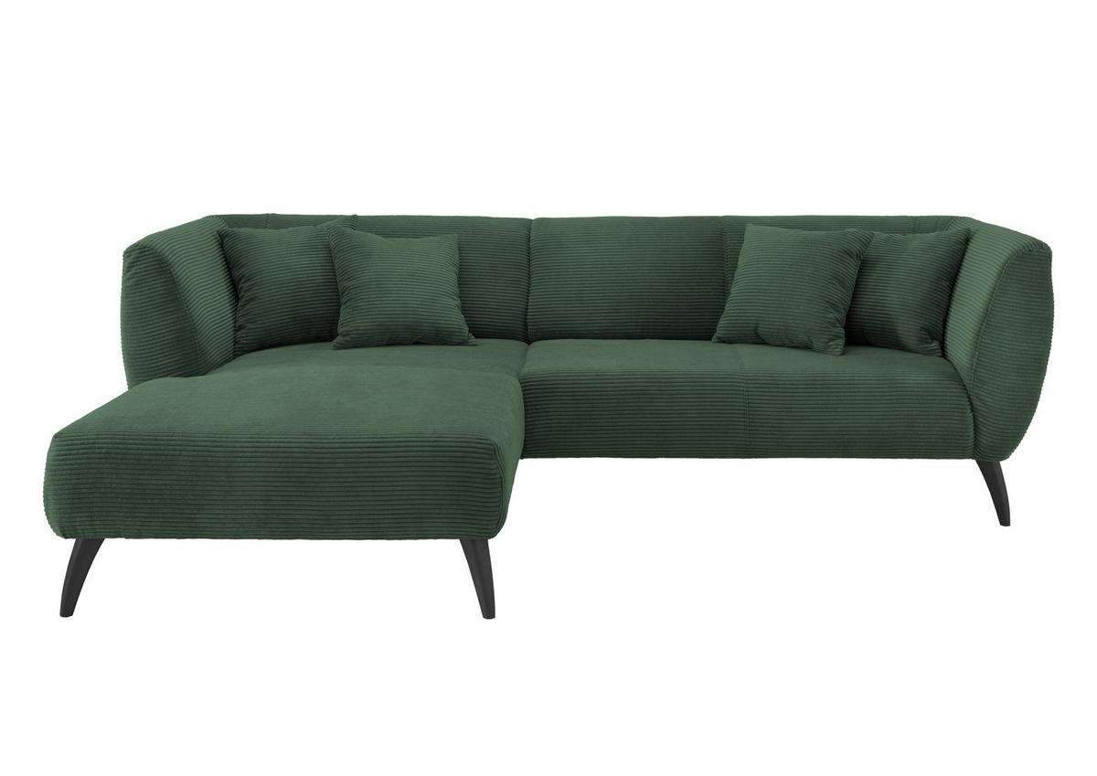 Ecksofa Colori Dunkelgrün S: 160/264 Cm - Dunkelgrün/Schwarz, MODERN, Holz/Textil (160/264cm) - MID.YOU
