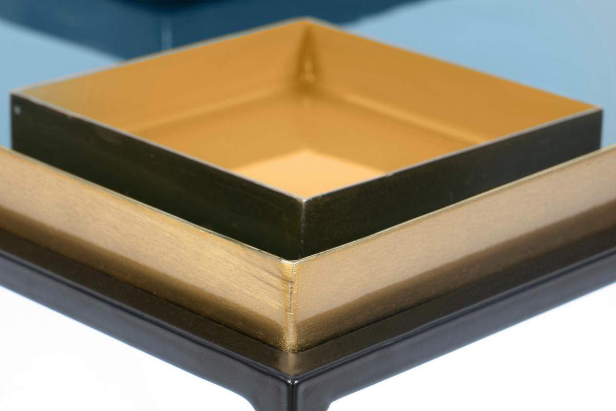 Beistelltisch Famosa 260 Blau/Grau/Orange B: 40 cm - Blau/Schwarz, Design, Metall (40/40/40cm) - Kayoom