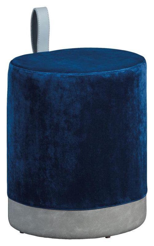 Hocker Osane Samt Blau/Grau Sitz Gepolstert H: 43 cm - Blau/Grau, KONVENTIONELL, Holzwerkstoff/Kunststoff (38/43/32,5cm) - MID.YOU