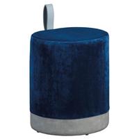 Hocker Osane Samt Blau/Grau Sitz Gepolstert H: 43 cm - Blau/Grau, KONVENTIONELL, Holzwerkstoff/Kunststoff (38/43/32,5cm) - MID.YOU
