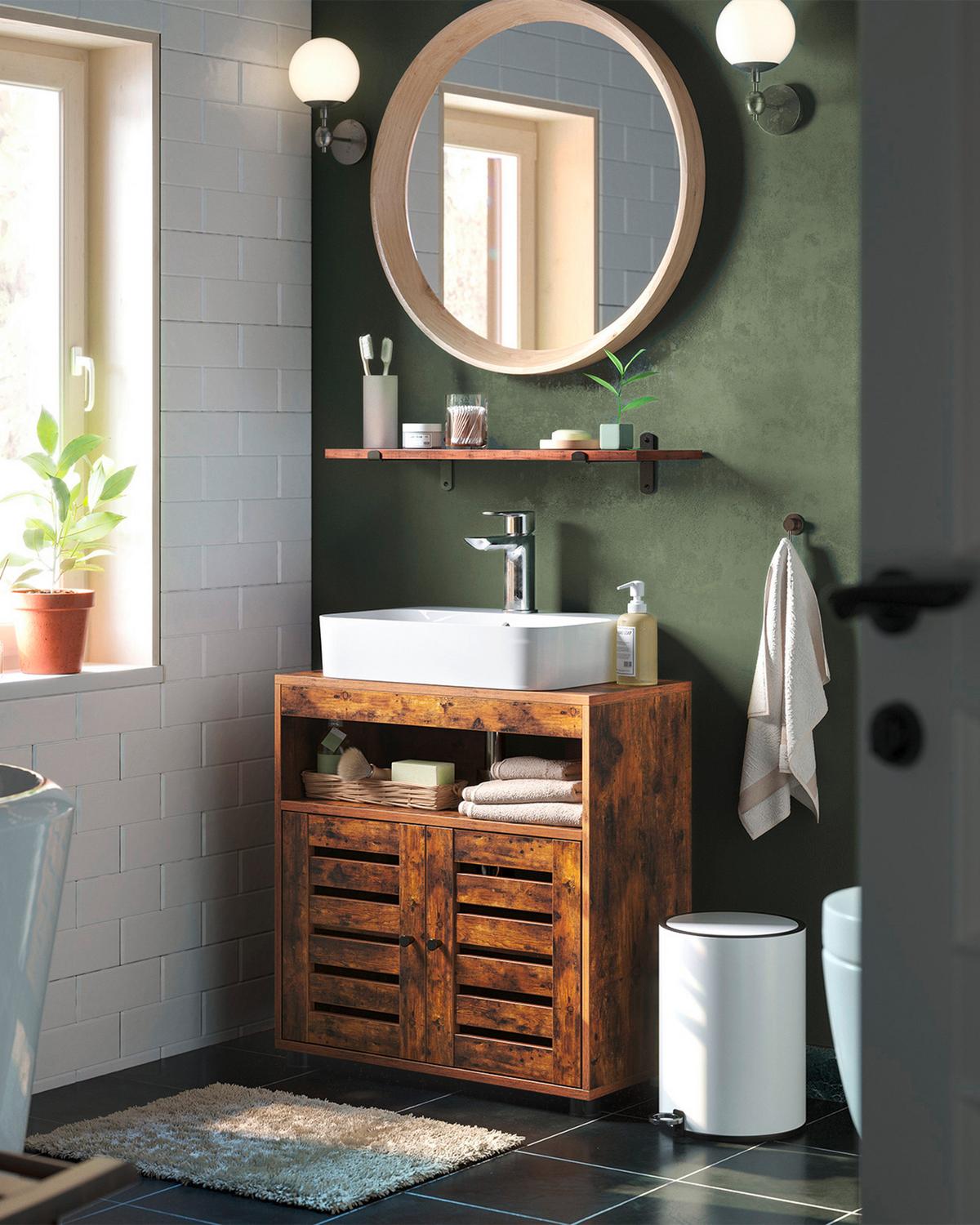 Waschbeckenunterschrank Bbk04bxv1 - Schwarz/Braun, Trend, Holzwerkstoff (60/63/30cm) - MID.YOU