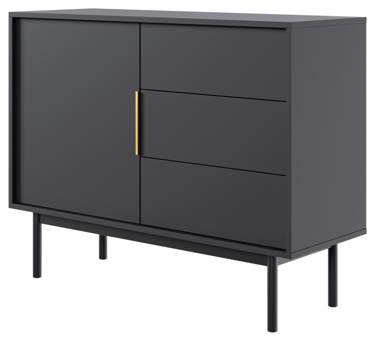 Komoda AVIV - černá/barvy zlata, Design, kov/kompozitní dřevo (104/82/39cm) - MID.YOU