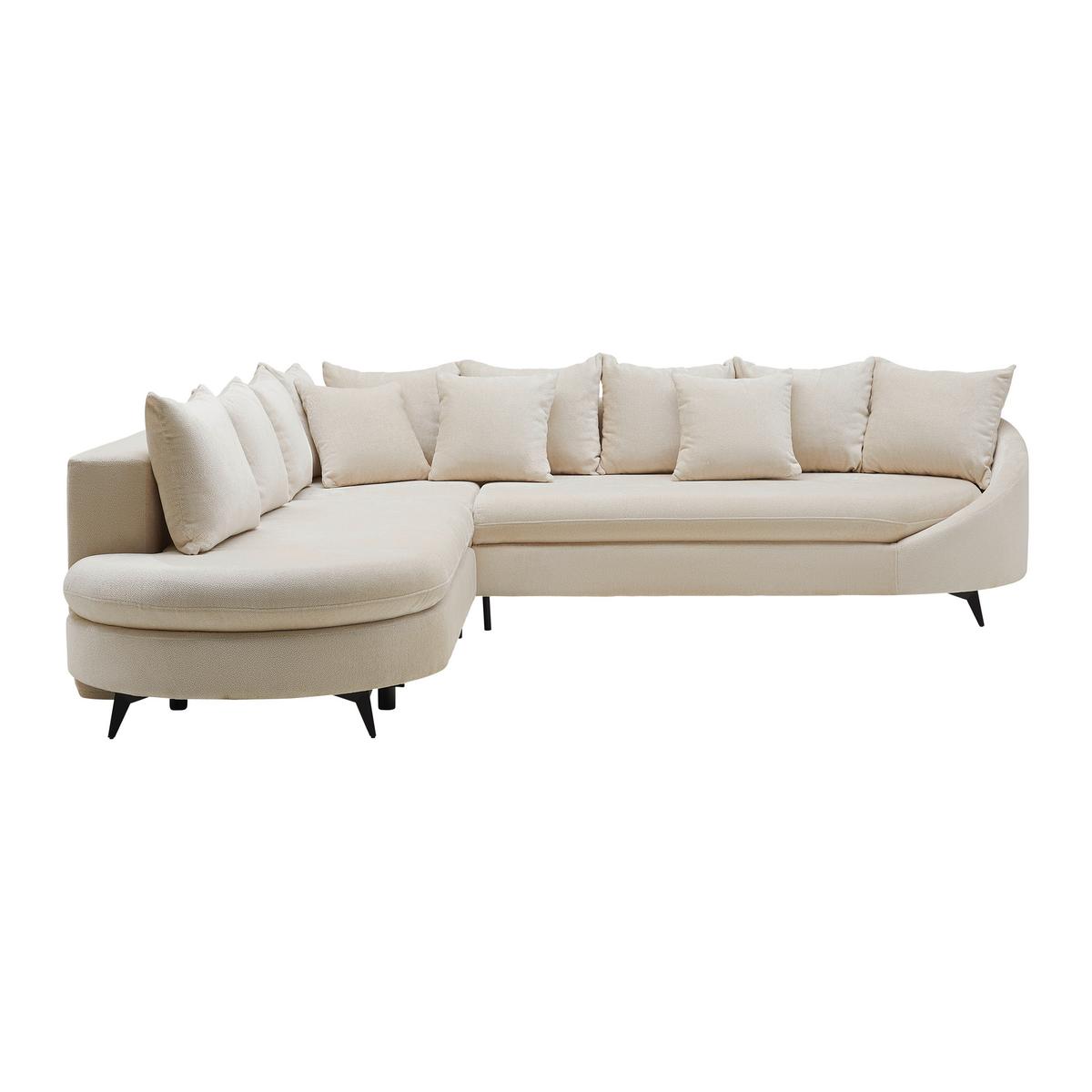 Rohová sedačka AXEL, levá, krémová žinylka - černá/krémová, Moderní, kov/textil (250/291cm) - Mömax