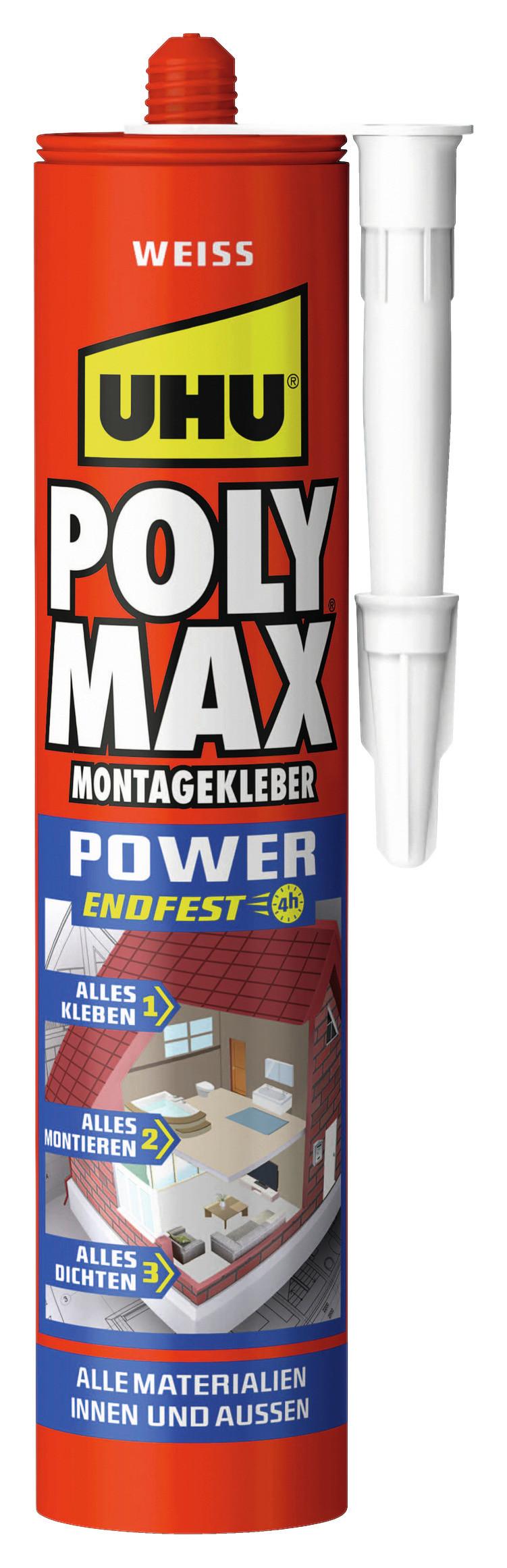 Montagekleber Poly Max Power Weiß Kartusche 300 G - Basics, Kunststoff (5/5/23cm) - UHU AUSTRIA