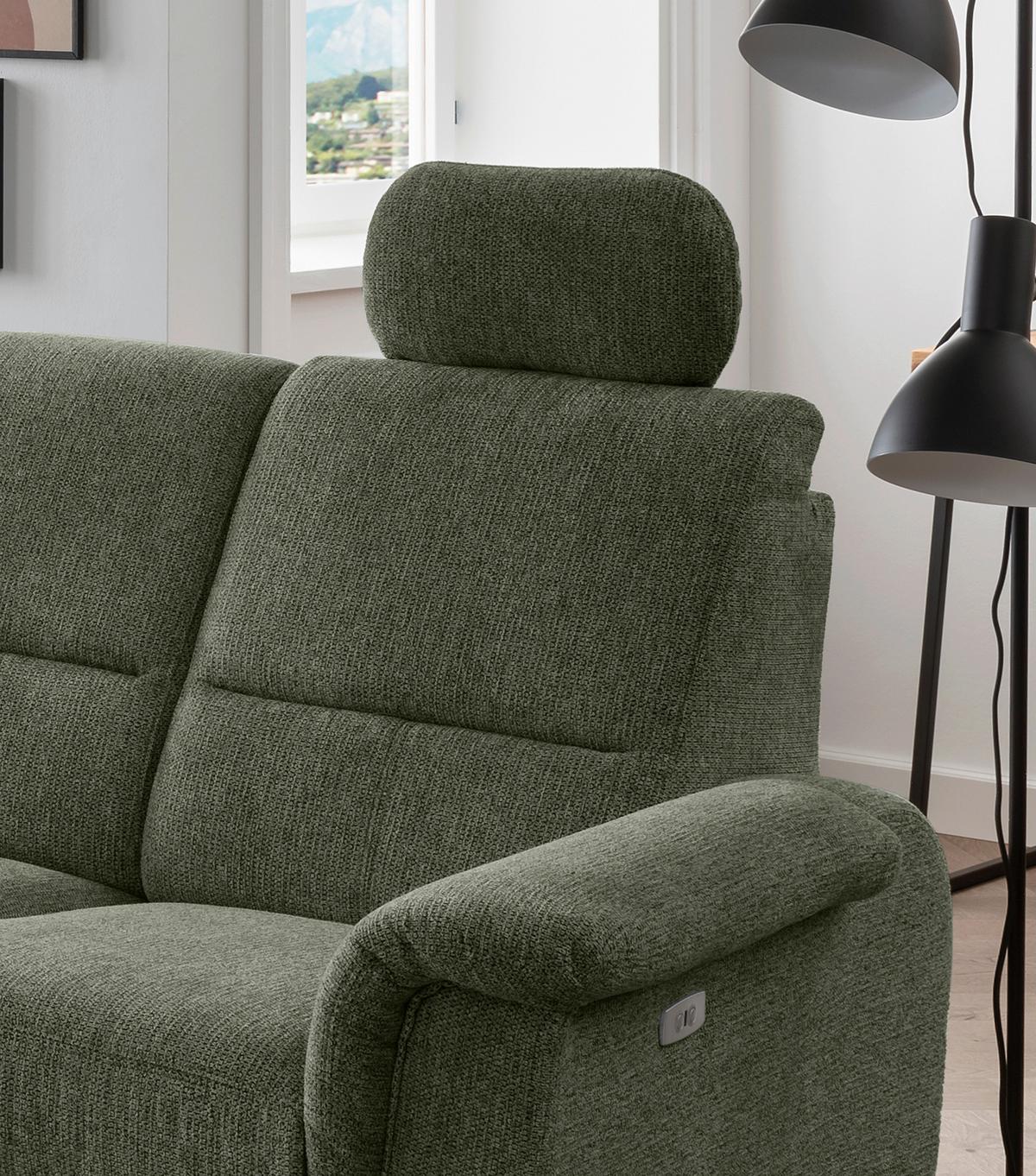 Ecksofa Mit Relaxfunktion Parole Dunkelgrün Chenille - Chromfarben/Dunkelgrün, MODERN, Textil (236/275cm) - Livetastic