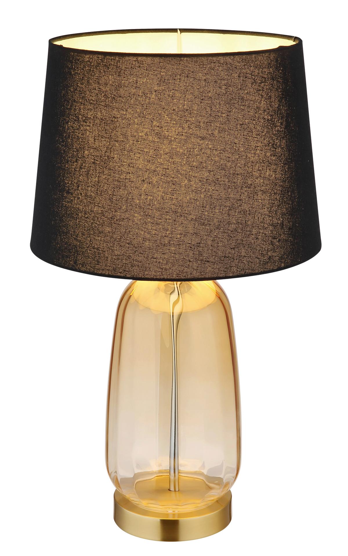 Tischleuchte 24142s - Klar/Messingfarben, KONVENTIONELL, Glas/Textil (30/52cm) - Globo