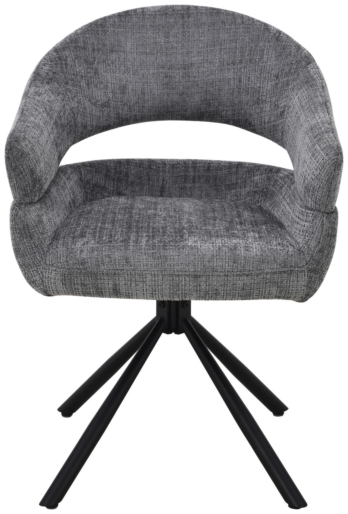 Armlehnstuhl Cleo Grau B: 58 cm - Schwarz/Grau, MODERN, Holz/Textil (58/85/62cm) - Livetastic