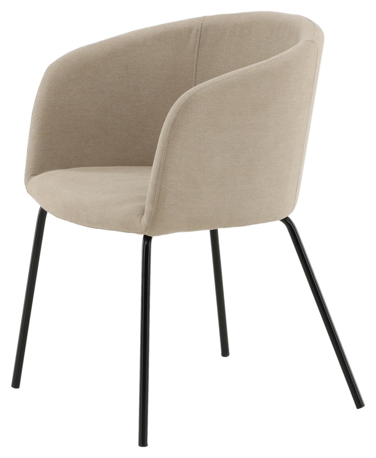 Stuhl Berit - Beige/Schwarz, Design, Holz/Kunststoff (55/78/55cm) - Livetastic