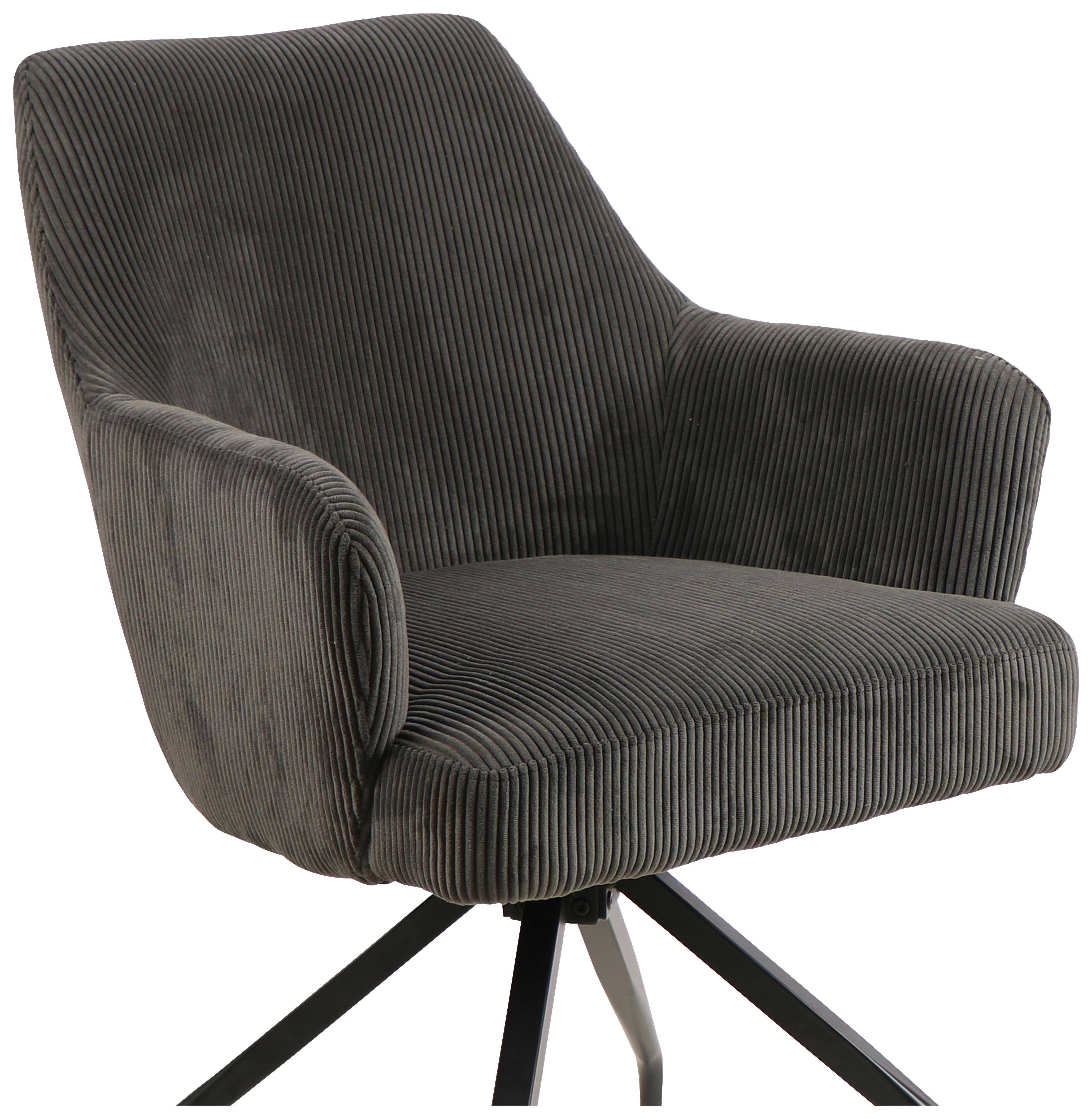 Armlehnstuhl-Set 2er Jeanette Kord Grau Beine: Holz Schwarz - Schwarz/Grau, MODERN, Holz/Textil (57/86/65cm) - MID.YOU