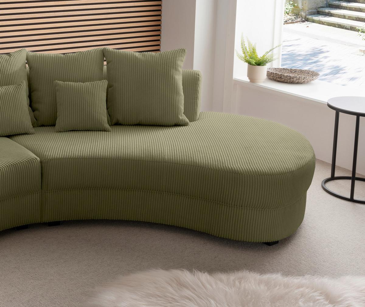 Wohnlandschaft Limoncello Olivgrün S: 300x160 cm - Schwarz/Olivgrün, Design, Textil (300/160cm) - Livetastic