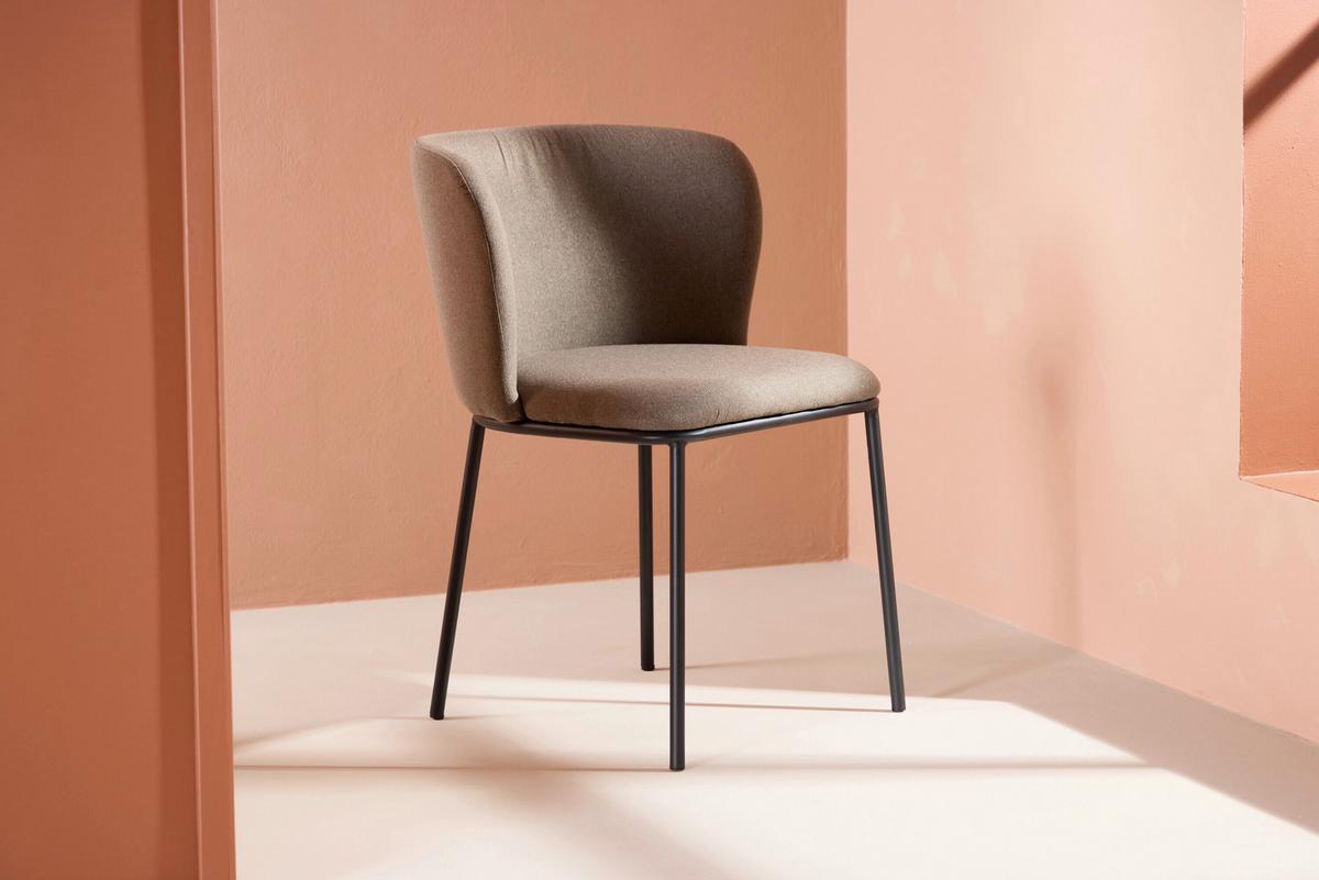 Stuhl Edina Braun/schwarz B: 53 Cm - Schwarz/Braun, Design, Textil/Metall (53/77/60cm) - Livetastic