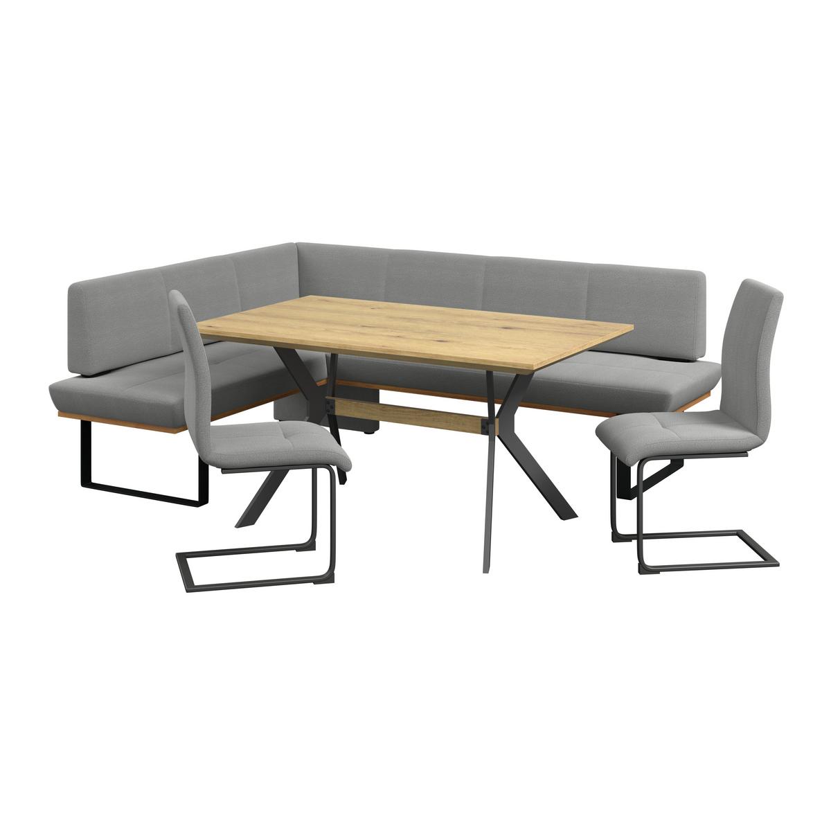 Eckbank Tristan Webstoff grau, S:175x245cm - Schwarz/Grau, MODERN, Holz/Textil (175/245cm) - James Wood