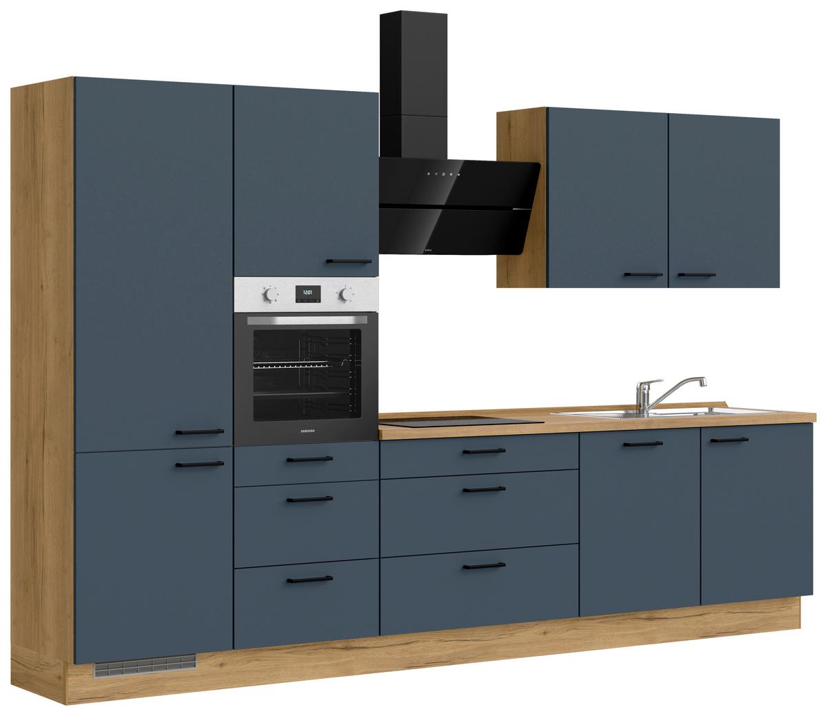 Küchenleerblock Easytouch High-Line, H8 Links - Blau/Eichefarben, MODERN, Holzwerkstoff (330cm) - Nobilia