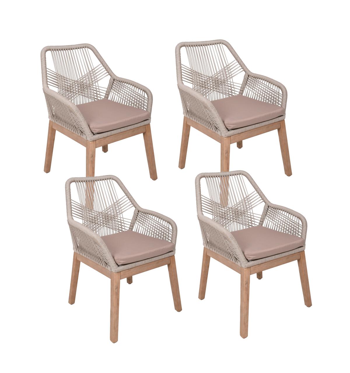 Gartensessel Stapelbar Pomona Stahl - Beige/Braun, Basics, Holz/Kunststoff (60/84/68cm) - Gardenson