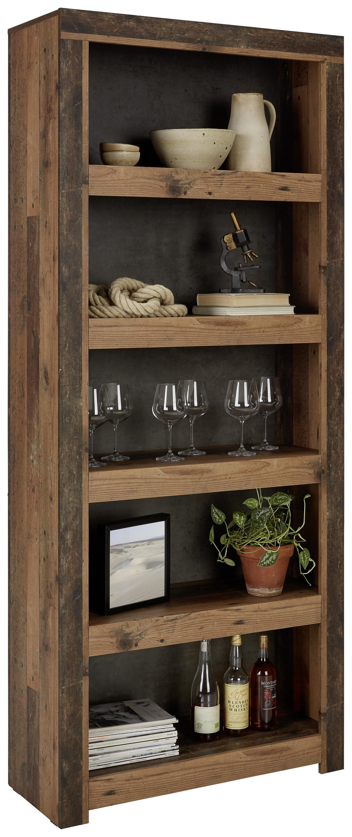 REGÁL MAGARA  -EXKLUSIV- - tmavě hnědá, Konvenční, kov/kompozitní dřevo (91/217/36,3cm) - Mömax