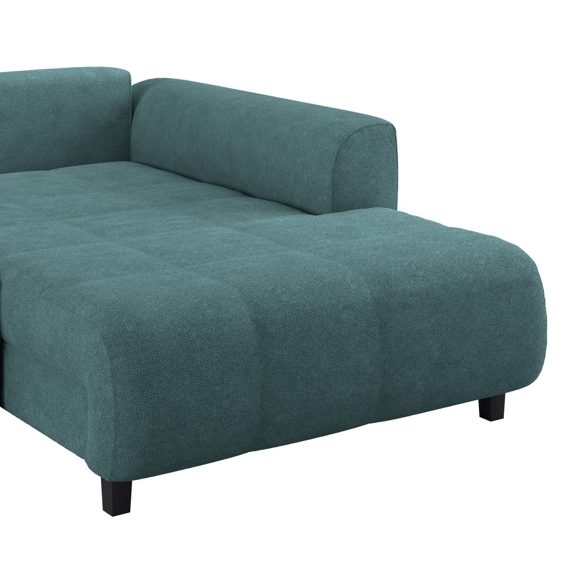 Ecksofa Mendoza - Petrol/Schwarz, Design, Textil (309/197cm) - Ondega