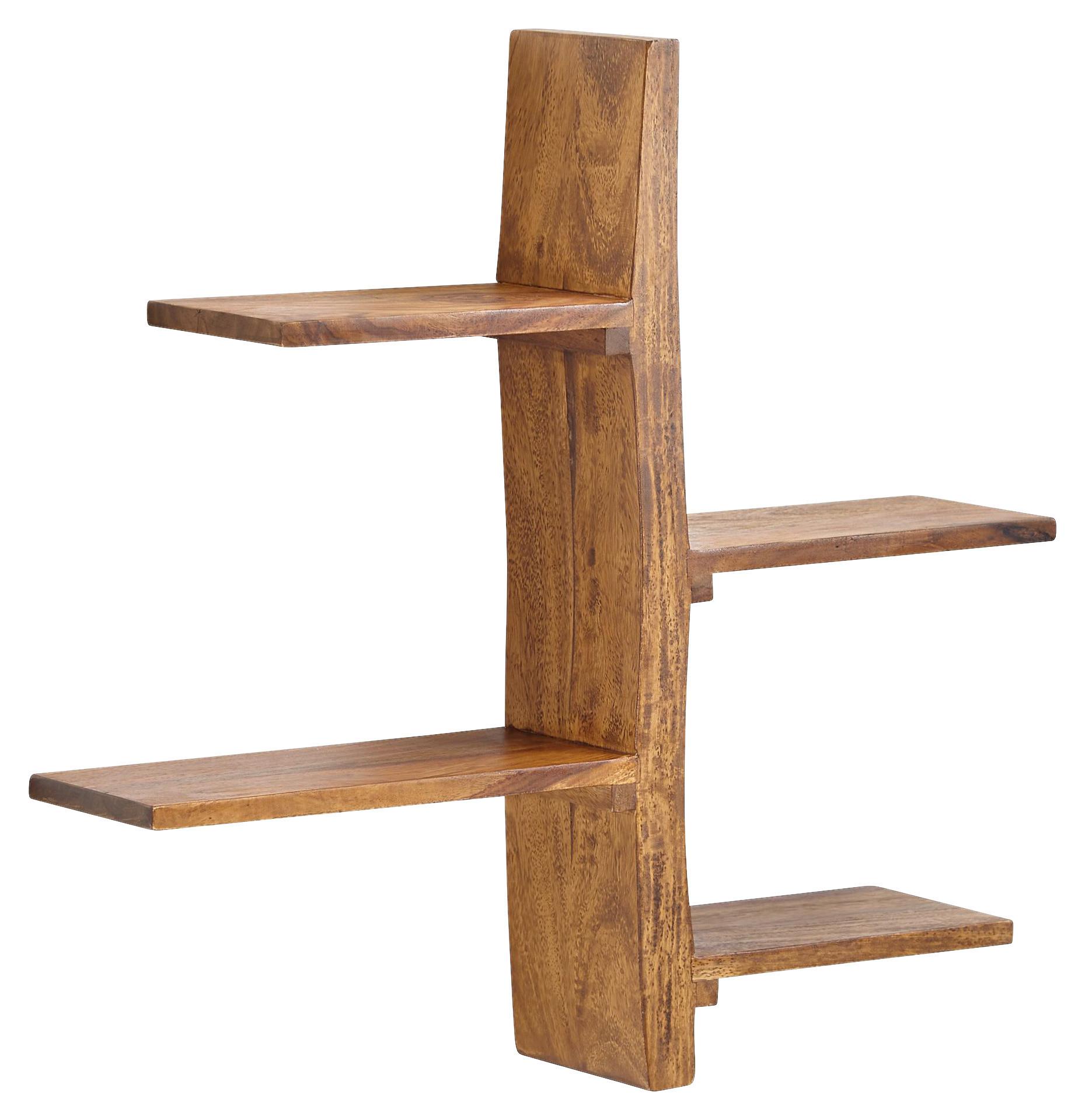 Wandregal B: 58 cm Wohnling Sheesham Sheeshamfarben