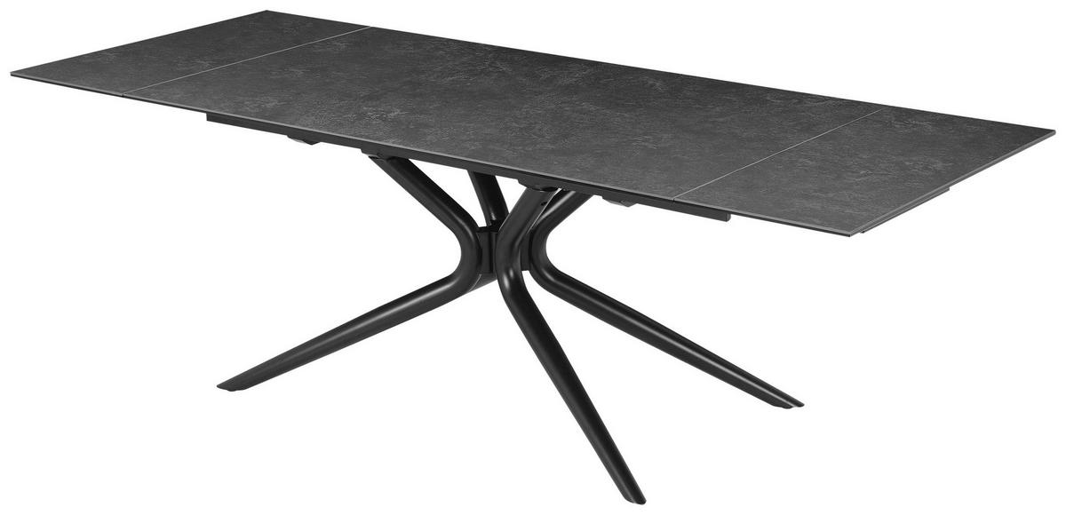 Esstisch Liana Grau/Schwarz L: 160-240 cm - Schwarz/Grau, MODERN, Glas/Keramik (160-240/90/76cm) - P & B