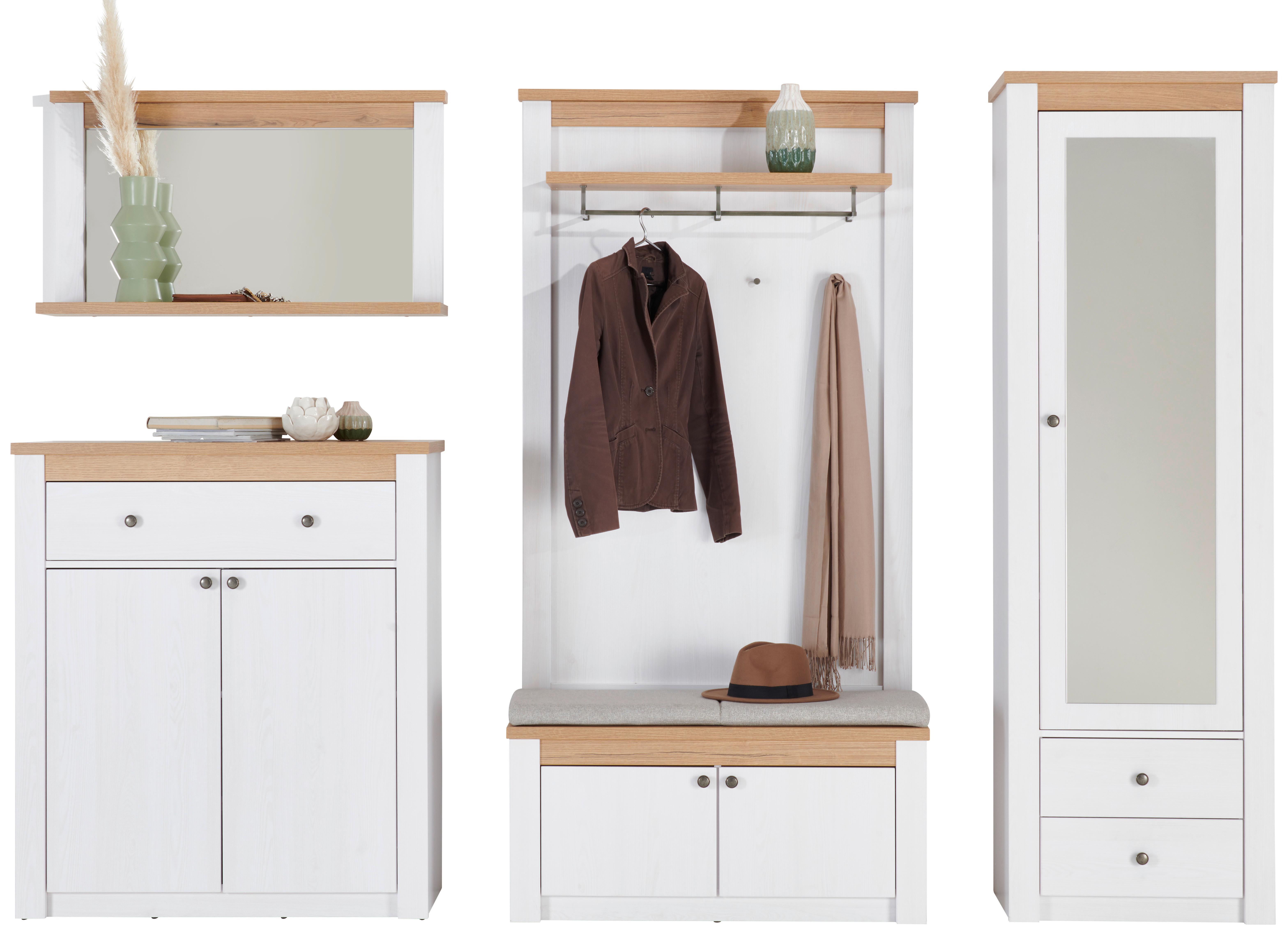 Schuhschrank Rovigio Weiß, Eiche-/Lärche Dekor B: 97 cm - Eichefarben/Lärchefarben, Basics, Holzwerkstoff (97/110,7/42,5cm) - Landscape
