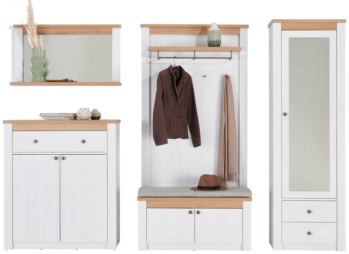 Garderobenschrank Rovigio Weiß, Eiche Dekor B: 62 cm - Eichefarben/Lärchefarben, Basics, Glas/Holzwerkstoff (62,2/196,5/42,5cm) - Landscape