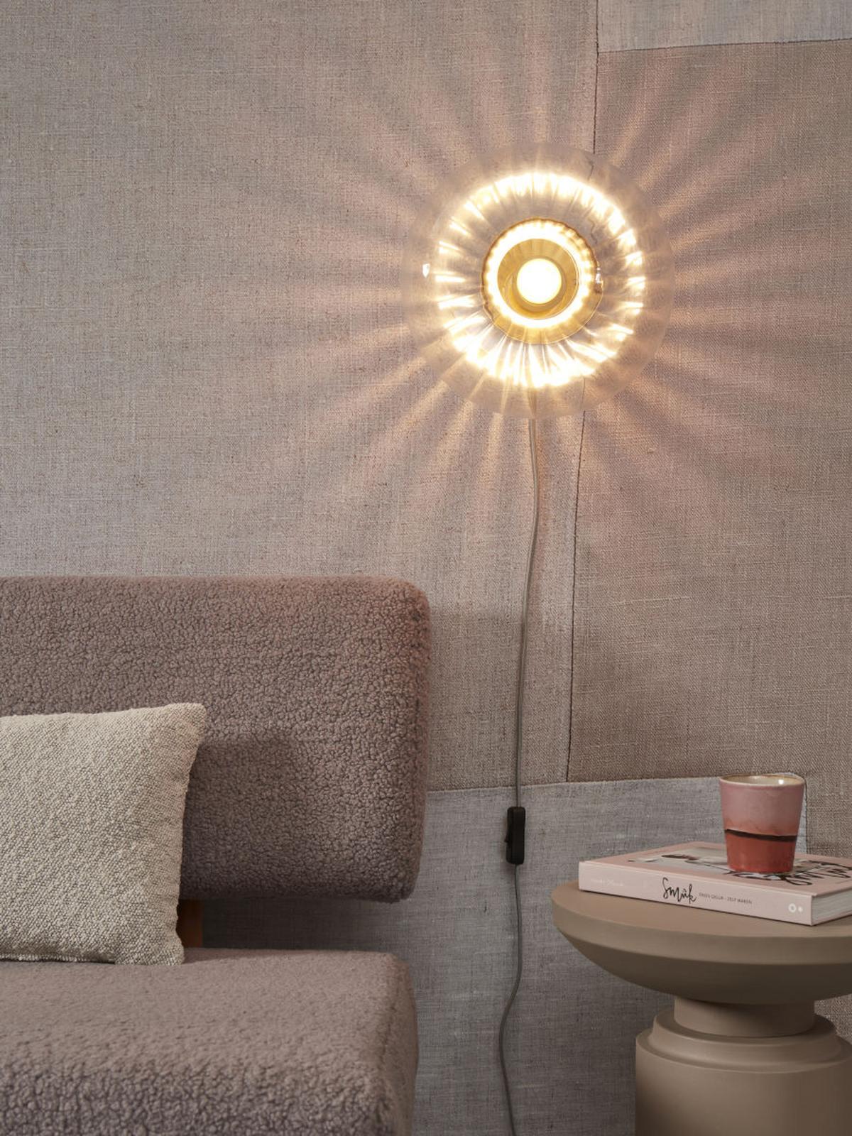 Wandleuchte Brussels 1-Flammig mit Schalter - Transparent/Goldfarben, Basics, Glas/Metall (28cm) - It's about Romi