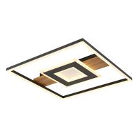 Led Mennyezeti Lámpa 67324-24 - sötétbarna/fekete, Natur, műanyag/fém (37,8/37,8/5cm) - Globo