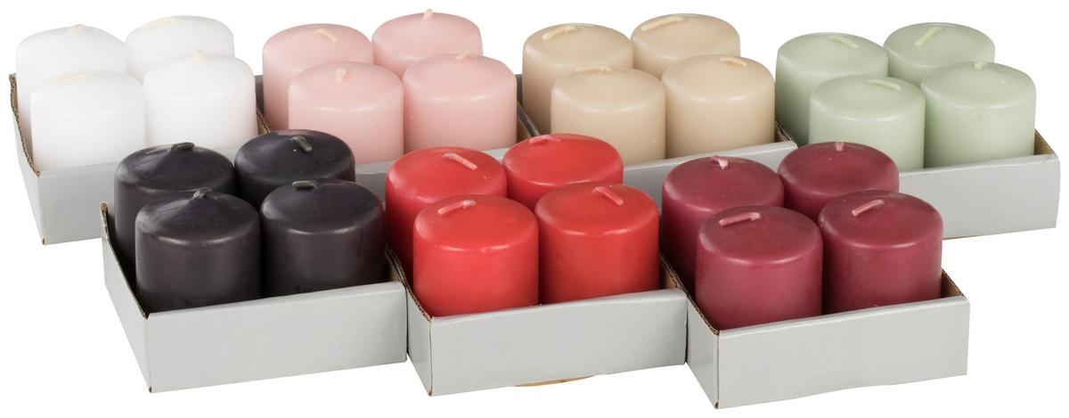 Válcová svíčka Katrinja, V: 5cm - bílá/růžová, parafín (3,8/5cm) - Modern Living