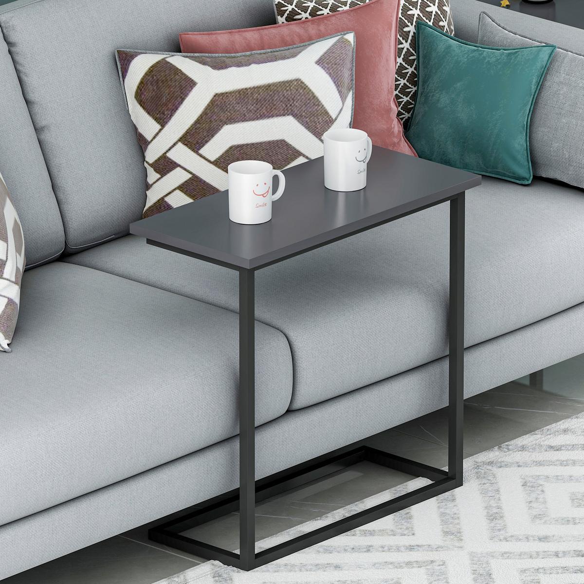 Beistelltisch Narin Anthrazit B: 64 Cm - Anthrazit/Schwarz, Design, Holzwerkstoff/Metall (64/30/62cm) - Livetastic