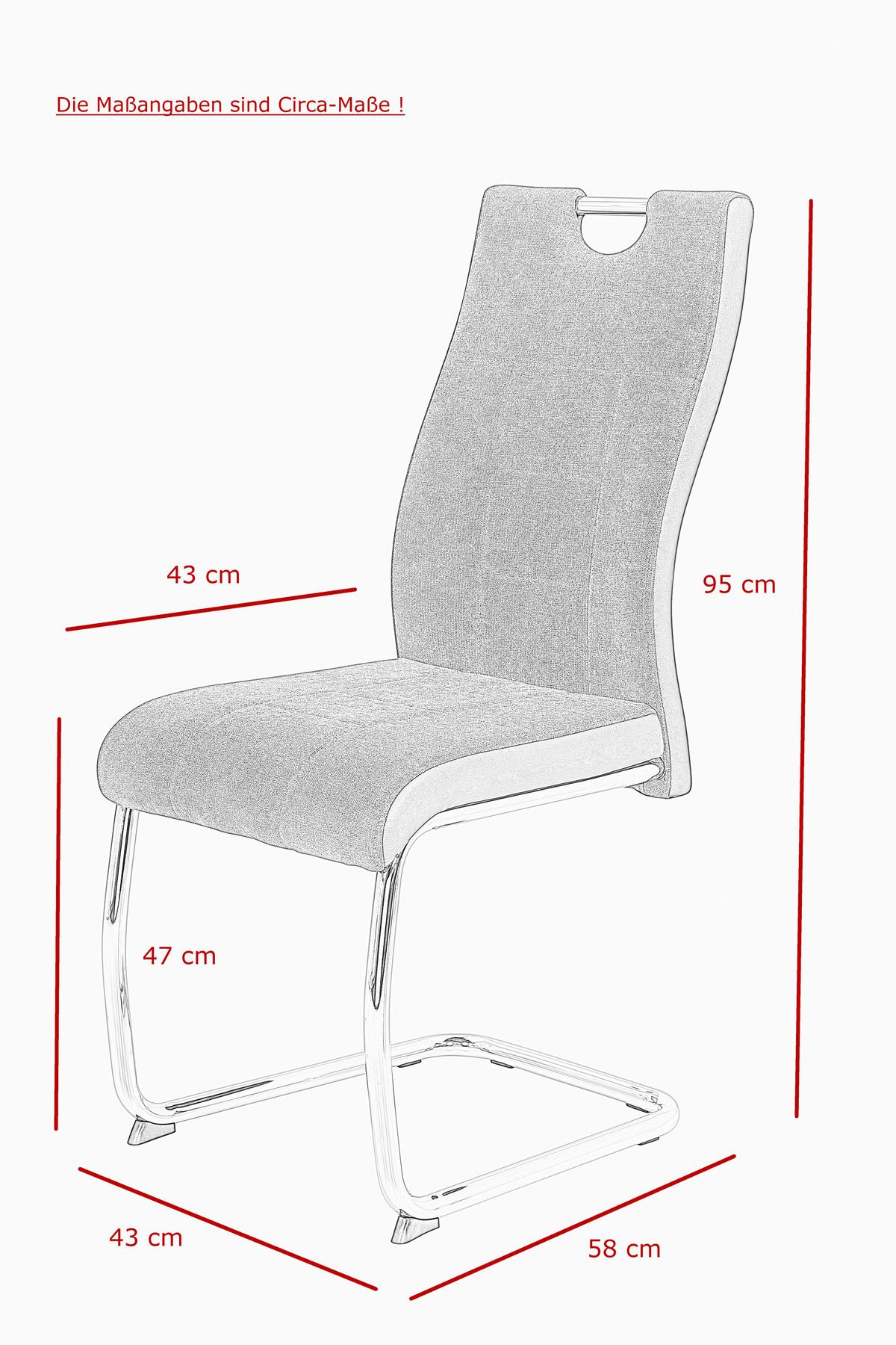 Essgruppe Alina G 5--Teilig. Hellbraun/anthrazit - Chromfarben/Hellbraun, MODERN, Holzwerkstoff/Textil (120-160/80/76cm) - MID.YOU