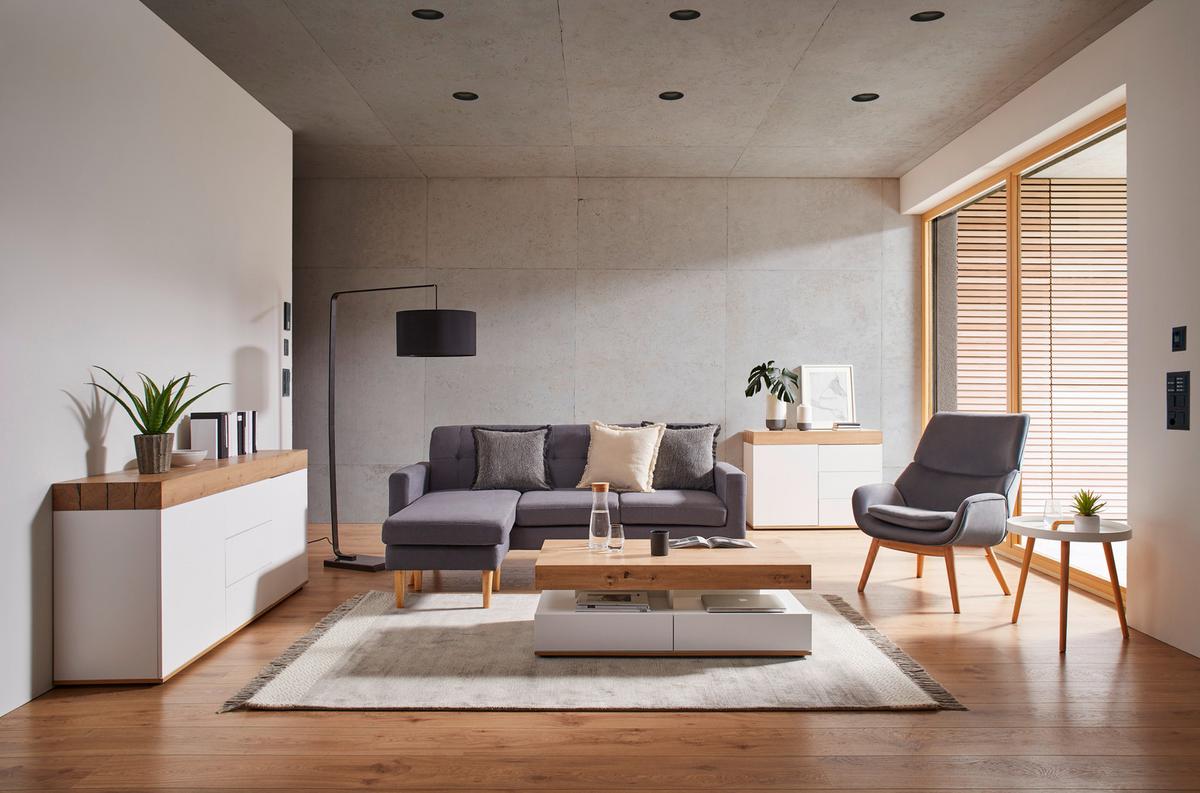 Křeslo FELIA tmavě šedá - šedá/barvy buku, Moderní, dřevo/textil (71/92,5/79cm) - Bessagi Home