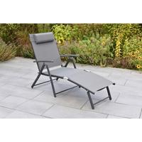 Gartenliege Deckchair Aus Stahl, Klappbar - Graphitfarben/Grau, KONVENTIONELL, Textil/Metall (64/87/140cm) - Gardenson