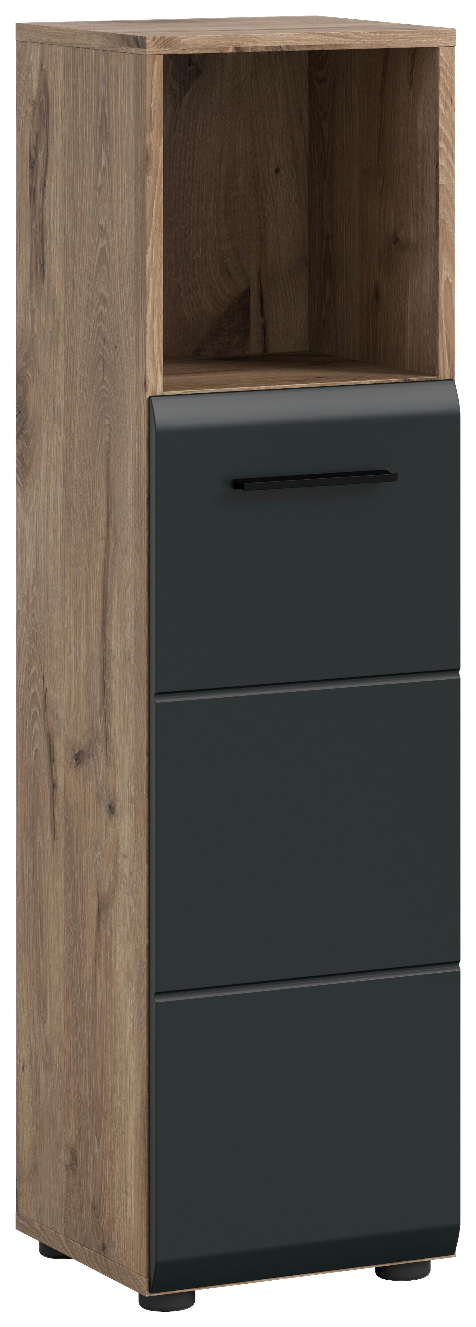 Midischrank Ice Schwarz/Eiche Dekor B: 30cm - Eiche dunkel/Schwarz, Basics, Holzwerkstoff (30/110/30cm) - MID.YOU