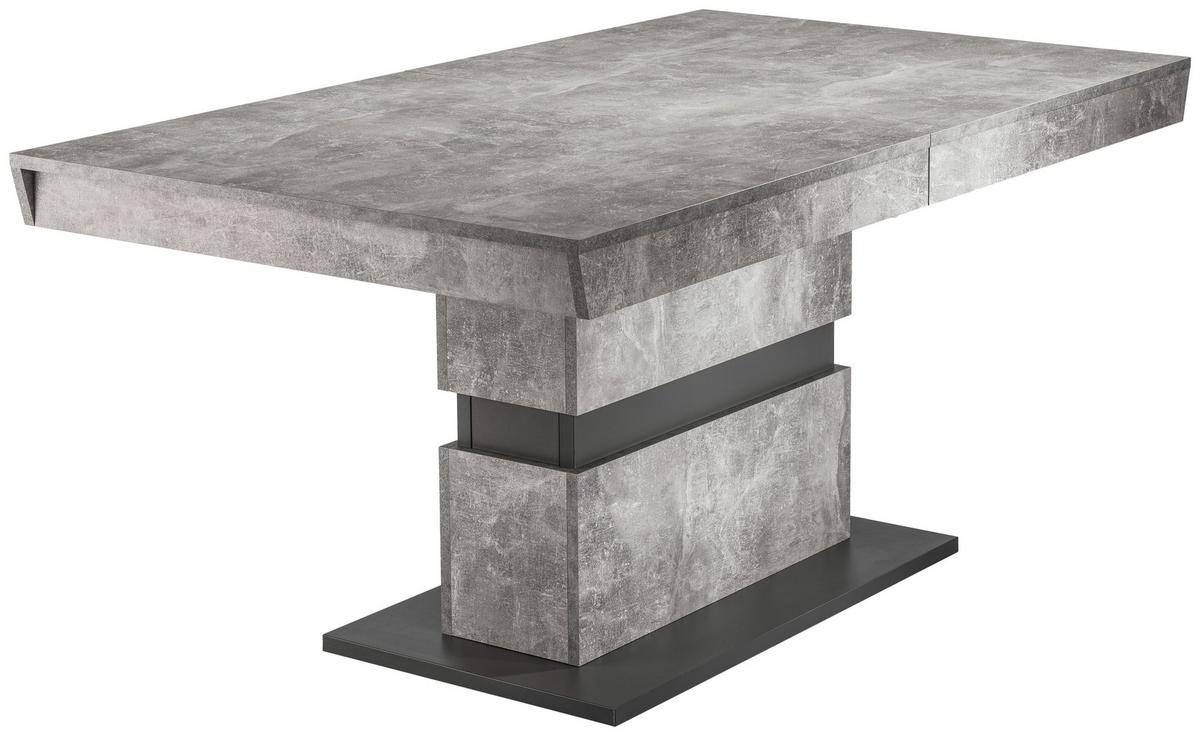 Esstisch Ausziehbar Matthew 140-195x90 Cm Grau Betonoptik - Dunkelgrau/Grau, MODERN, Holzwerkstoff (140/90/75cm) - MID.YOU