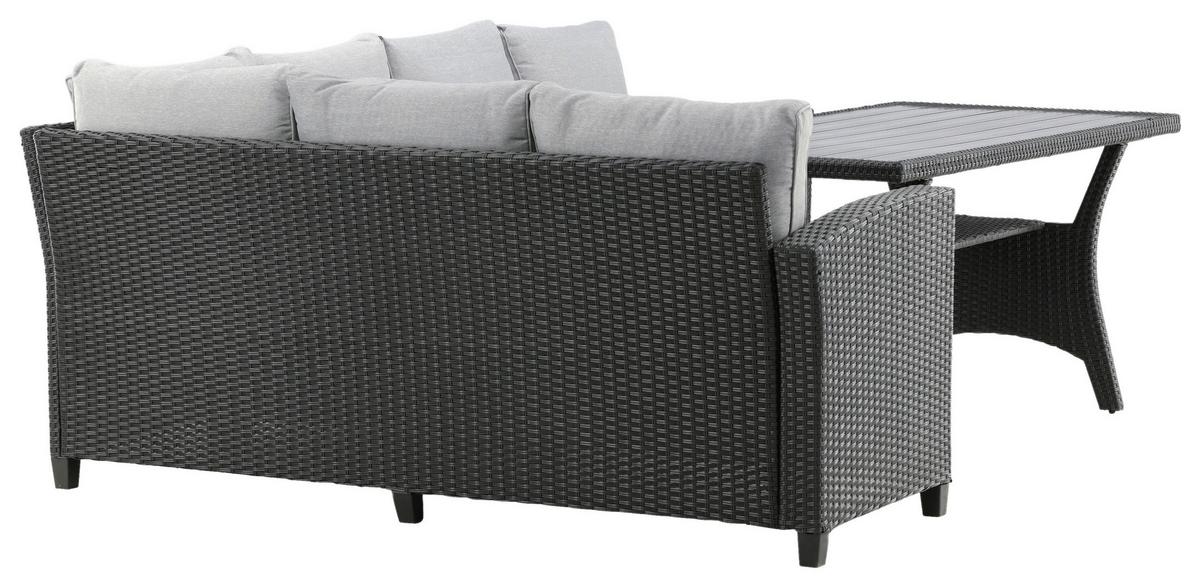 Loungegarnitur 2-tlg Bentwood Kunststoff Mit Kissen - Schwarz, KONVENTIONELL, Kunststoff (173/227cm) - Gardenson