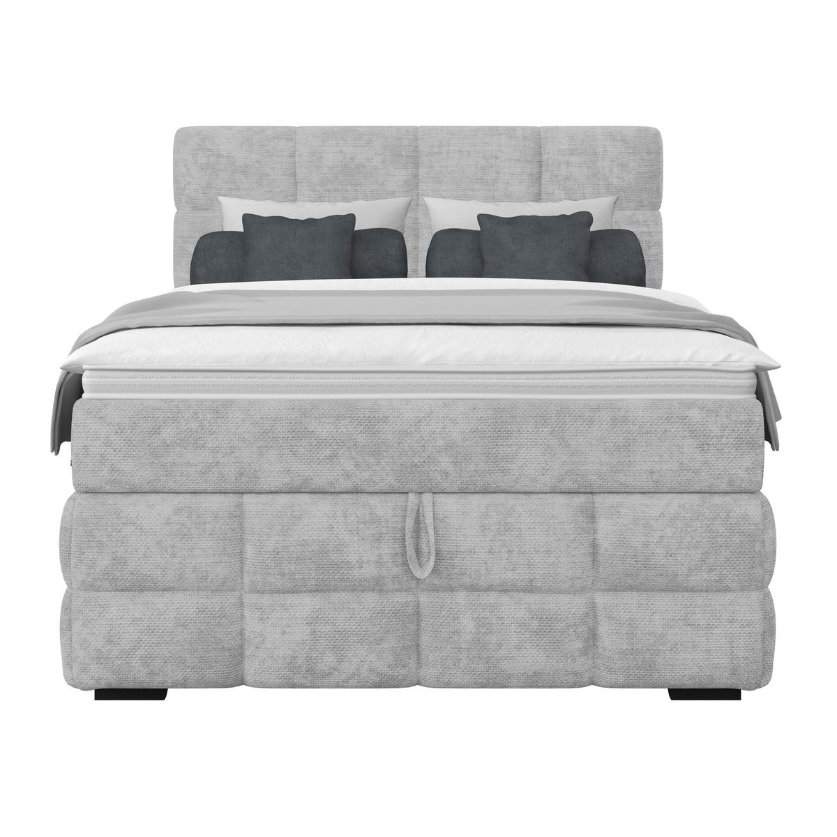 Čalúnená posteľ VEGA 140x200 cm, svelosivá - čierna/zelená, Trend, drevo/textil (140/200cm)