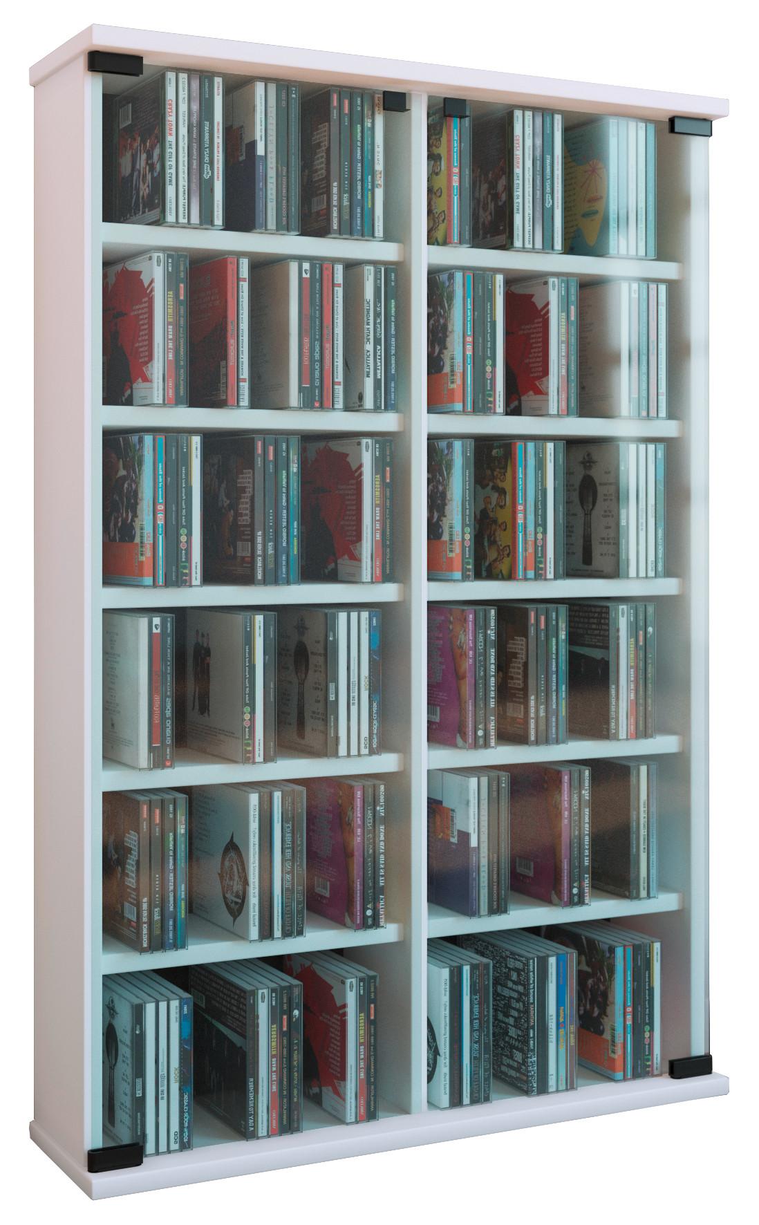 Cd Regal Mit Glastüren Roma 60 Cm Weiß
