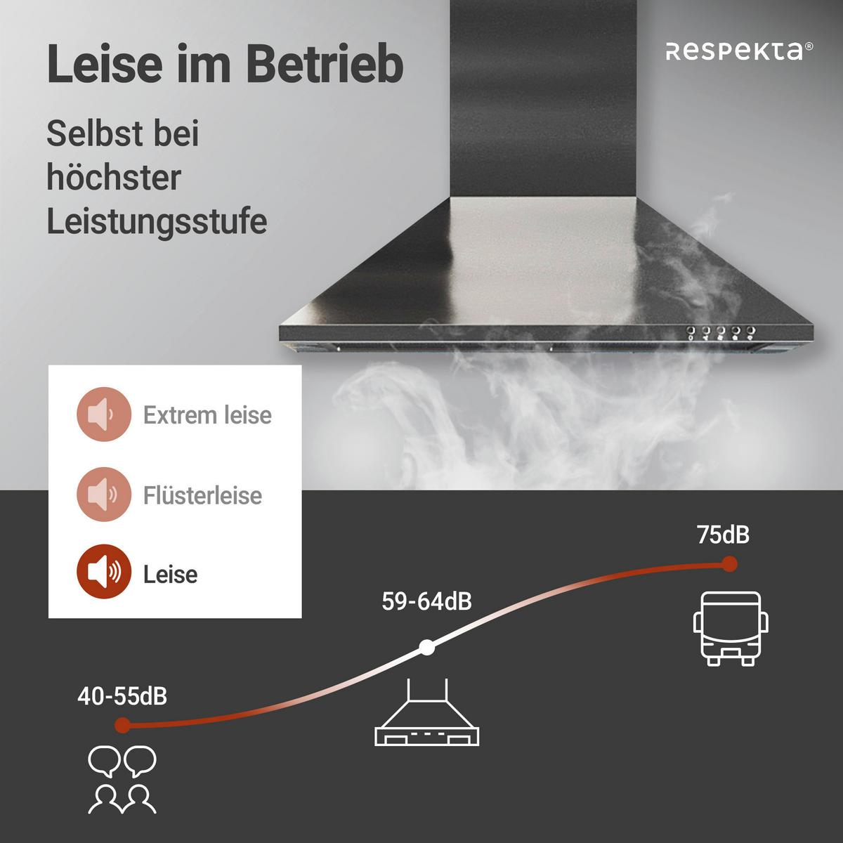 Dunstabzugshaube Respekta Nola Edelstahlfarben B: 60 Cm - Edelstahlfarben, Trend, Metall (60/58-96/47,5cm) - Respekta