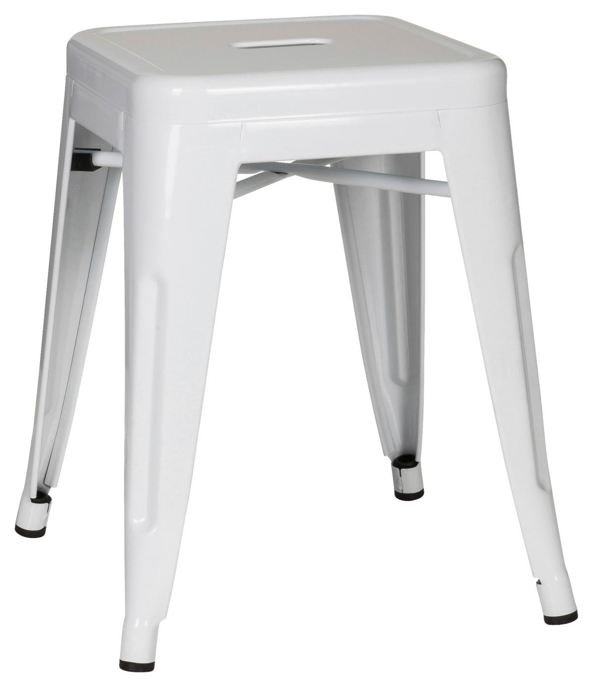 Hocker Vantaggio Stahl Weiß H: 46 Cm Stapelbar - Weiß, Basics, Metall (39/46/39cm) - MID.YOU