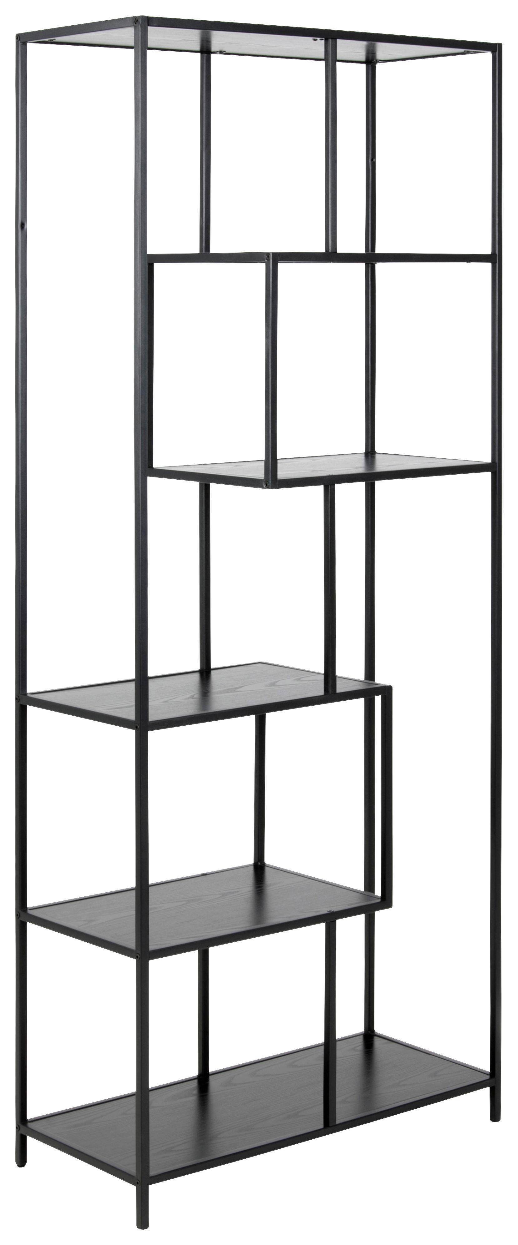 Regal Seaford B 77cm, Schwarz/Eschefarben - Schwarz, Trend, Holzwerkstoff/Metall (77,0/185,0/35,0cm) - MID.YOU