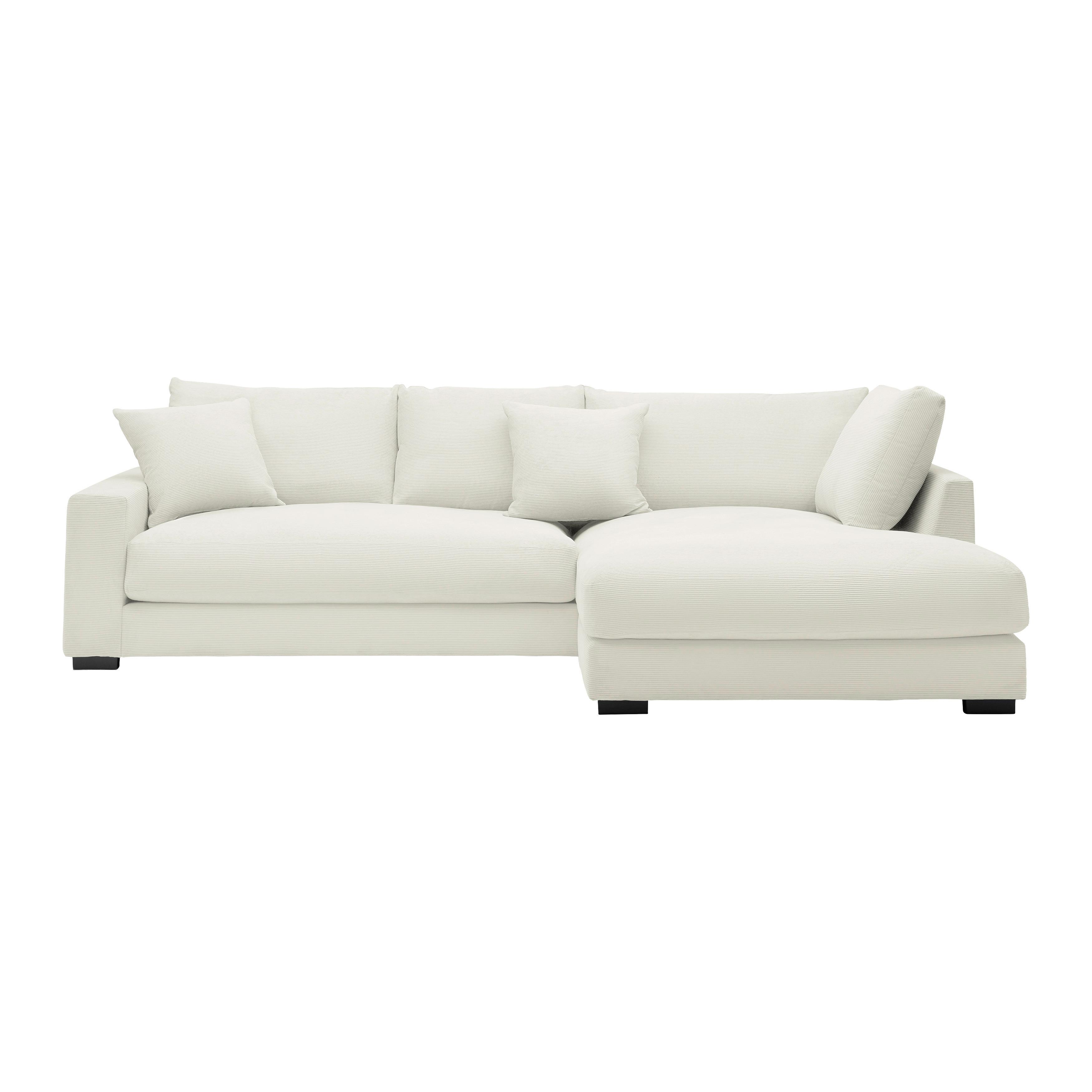 Rohová sedačka PEDRO, pravá, krémová - černá/krémová, Moderní, textil/plast (300/190cm) - Mömax
