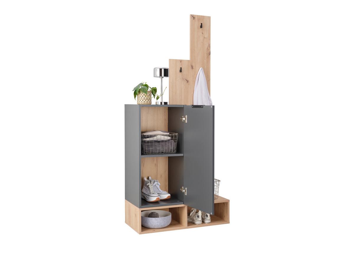 Garderobe CIAO Anthrazit Eiche Artisan B:80cm - Anthrazit/Eiche Artisan, MODERN, Holzwerkstoff (80/181/37,6cm)