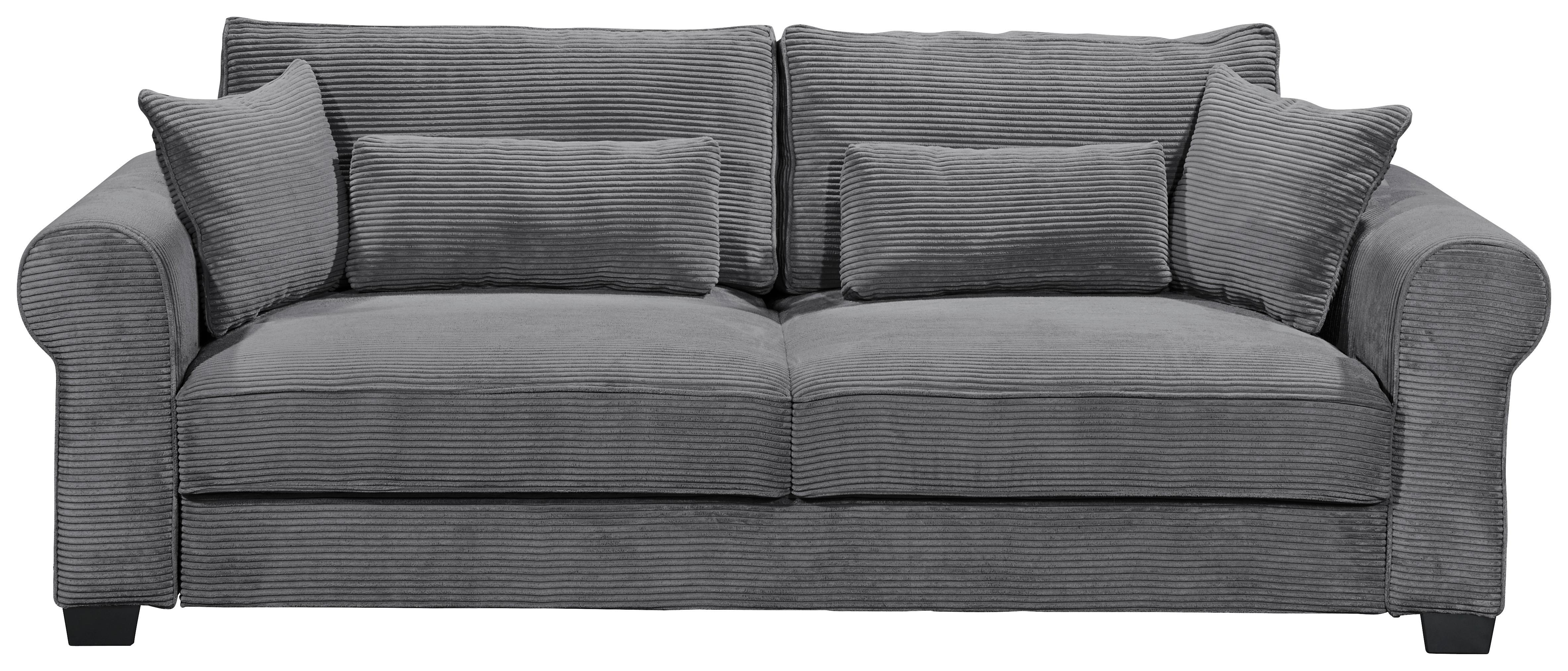 3-Sitzer-Sofa mit Schlaf- funktion Angelina Anthrazit - Anthrazit/Schwarz, Basics, Textil (250/95/125cm) - MID.YOU