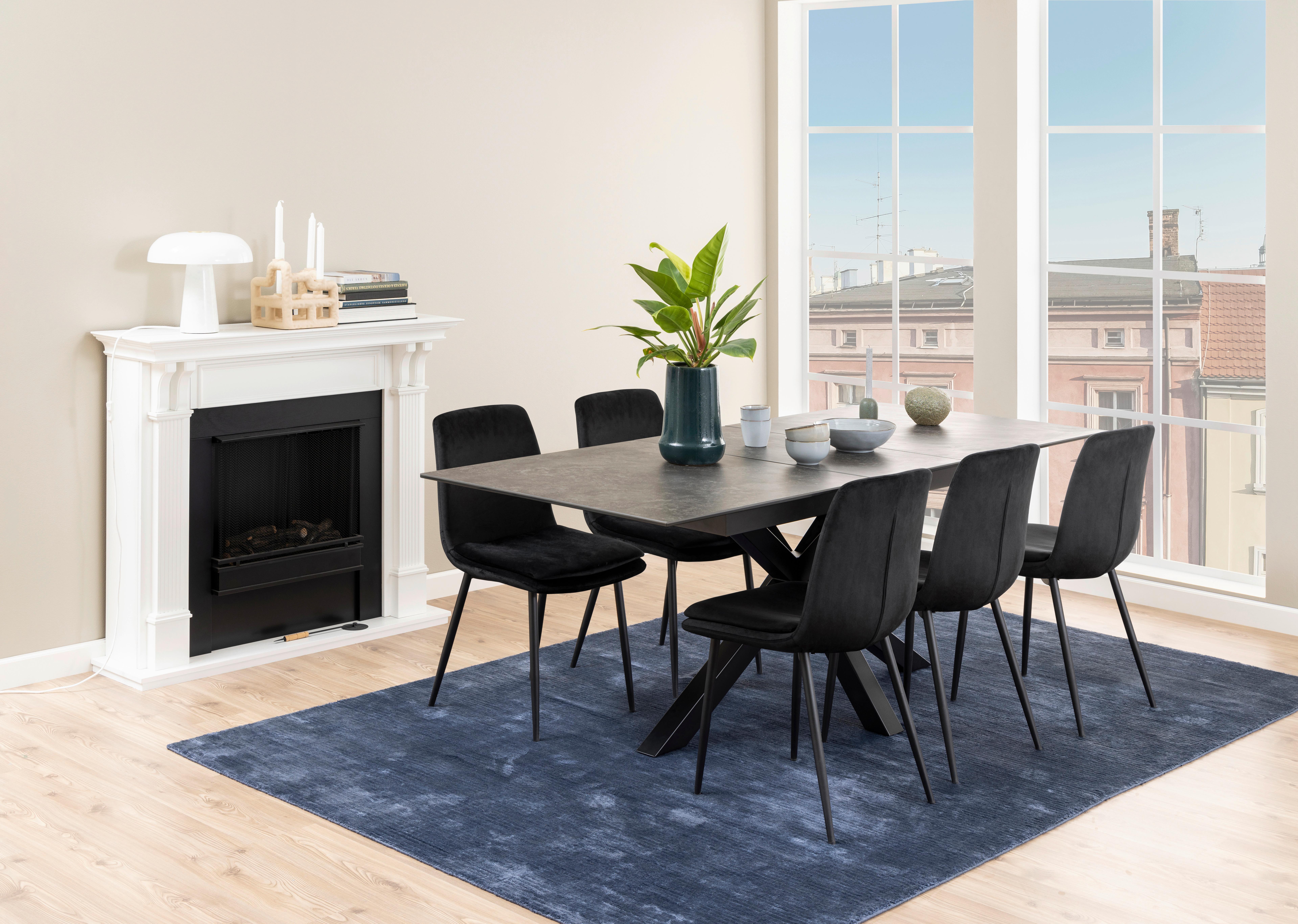 Esstisch Heaven - Dunkelgrau/Schwarz, MODERN, Keramik/Metall (168/90/76cm) - MID.YOU