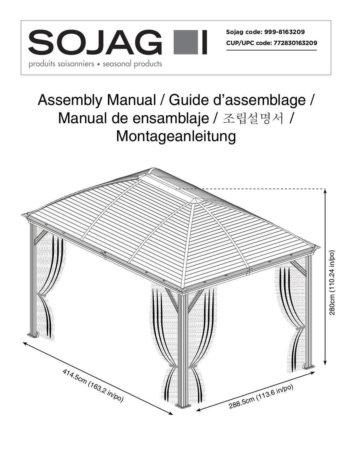 Pavillon Moreno 10x14 423x298 Cm Wetterfest Gartenpavillon - Anthrazit, Basics, Metall (423/283/298cm)