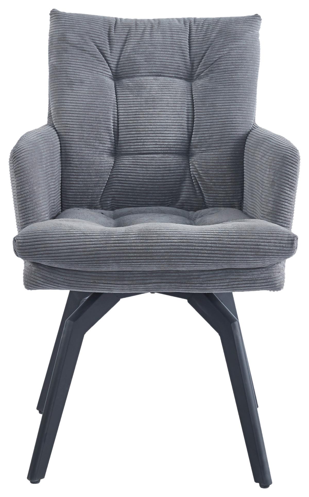 STOLIČKA S PODRÚČKAMI HANNA - čierna/sivá, Modern, kov/textil (60/88/64cm) - Mömax