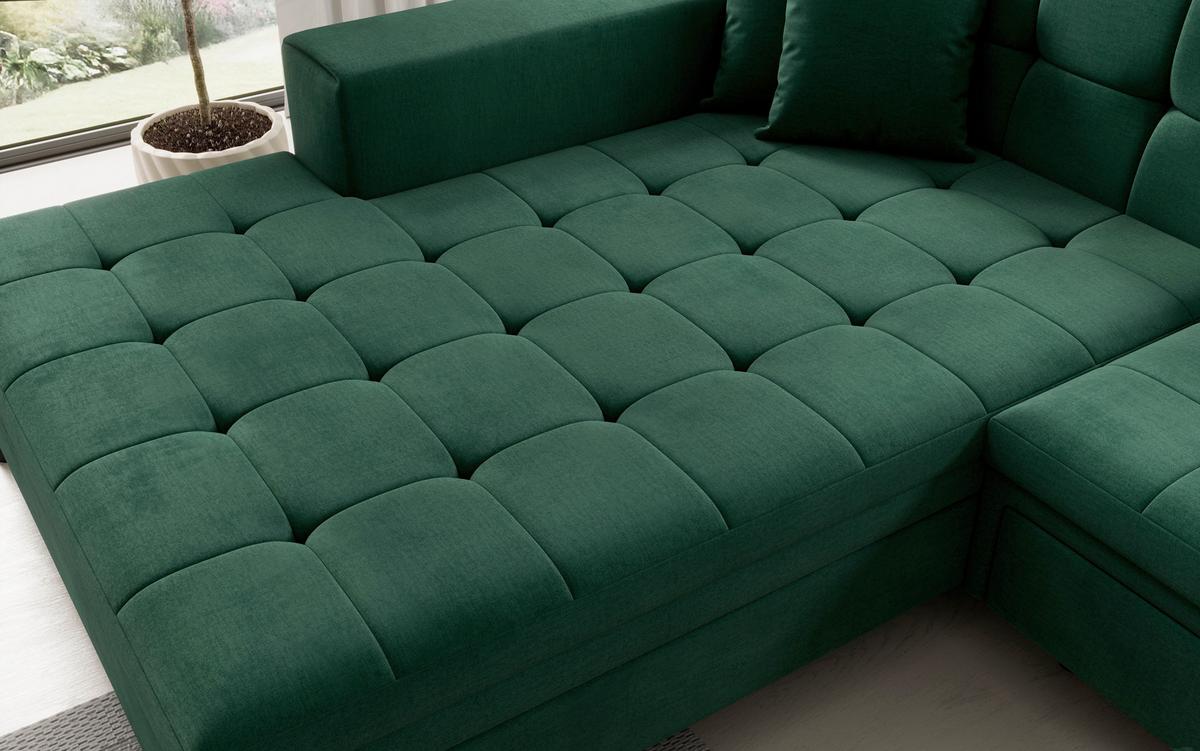 Ecksofa Solange Grün S: 196x292 cm - Chromfarben/Grün, Design, Textil (196/292cm) - MID.YOU