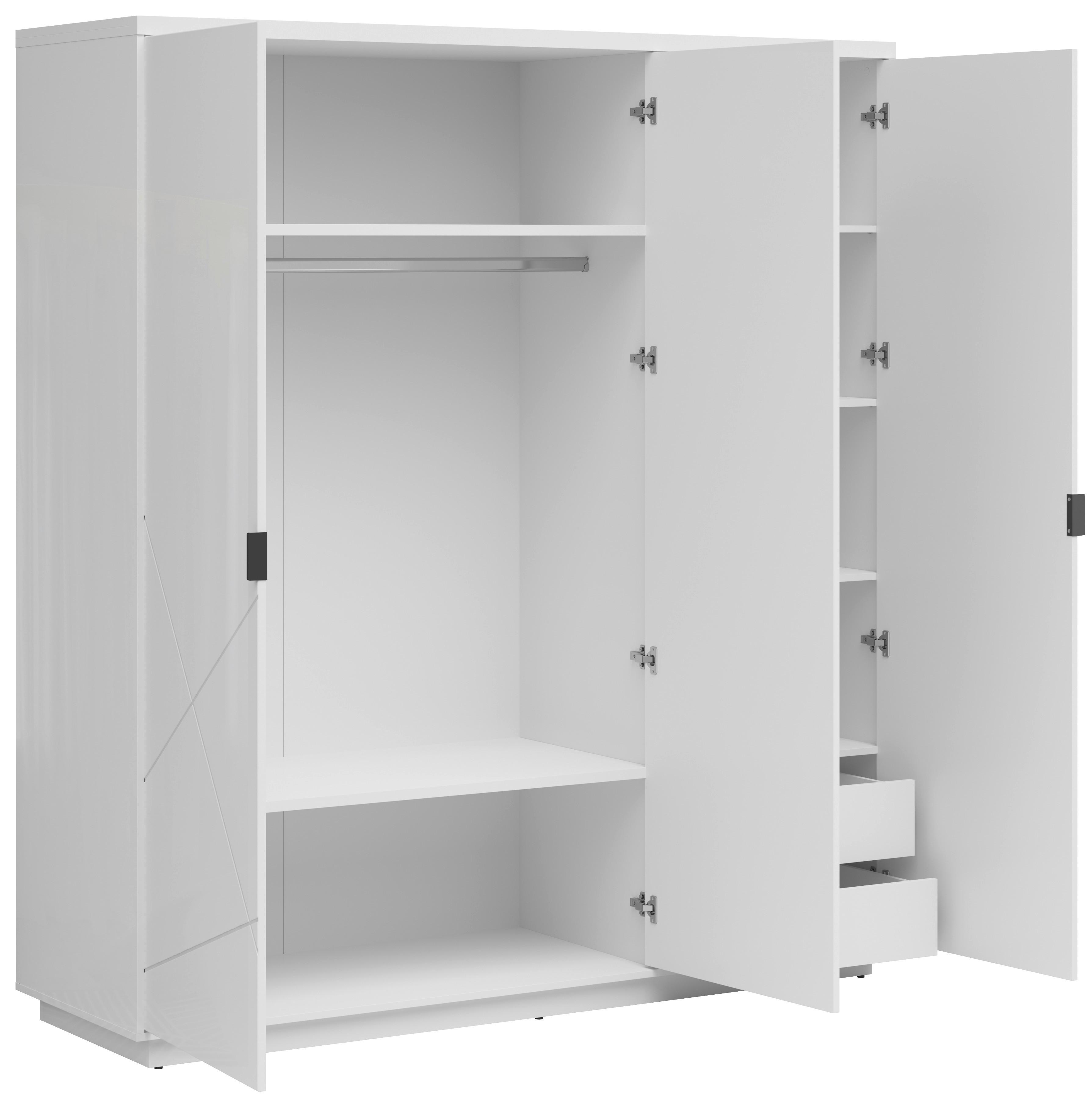 DREHTÜRENSCHRANK FORN - Weiß Hochglanz/Weiß, MODERN, Holzwerkstoff (180/200,5/56,5cm) - MID.YOU