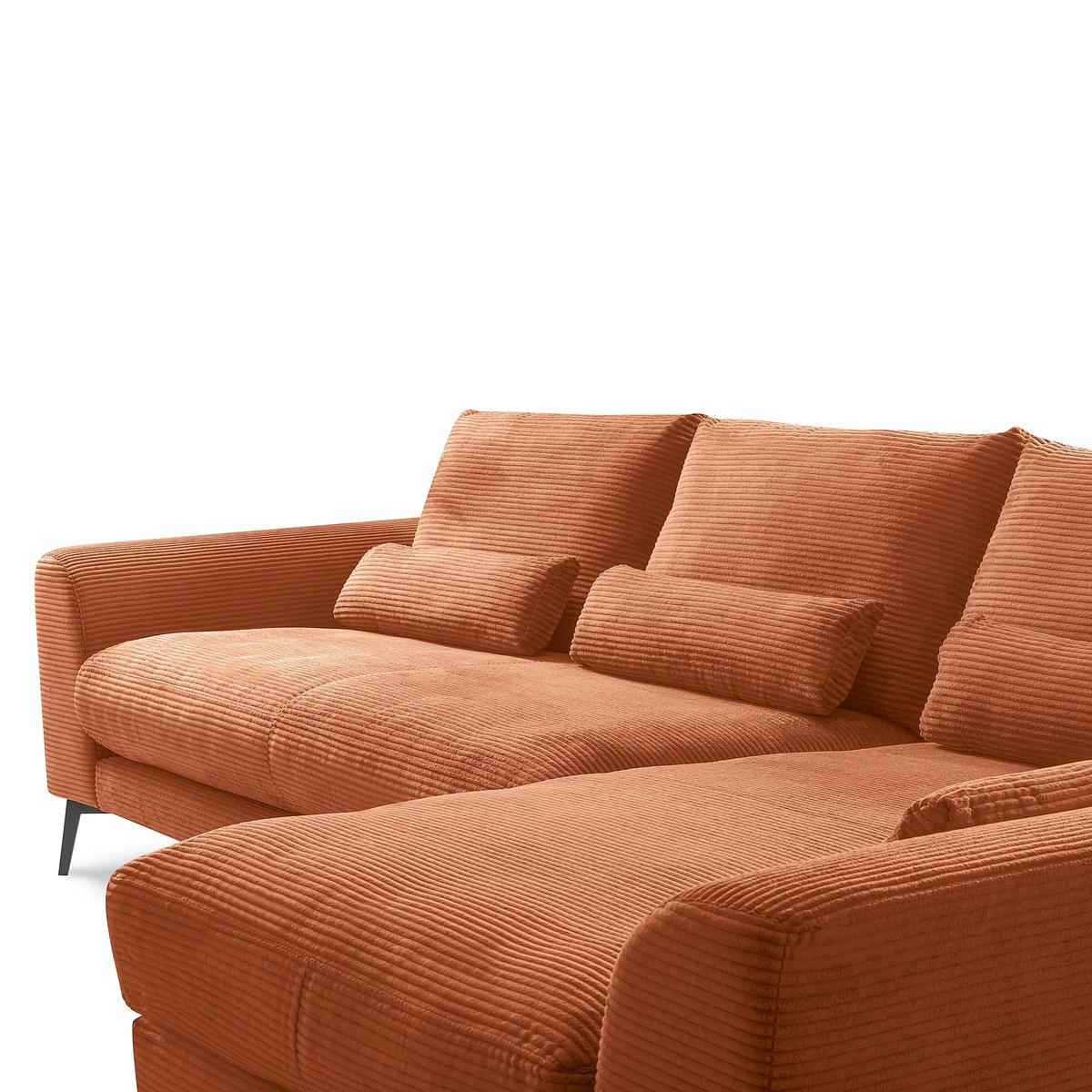Ecksofa Berlin Cord Kupferfarben 313x172 cm - Schwarz/Kupferfarben, Design, Textil (313/172cm) - P & B